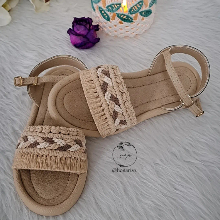 صندل مکرومه طرح گیس بافت