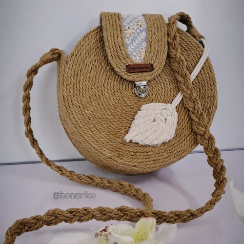 کیف گرد کنفی طرح برگ