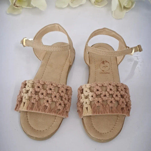 صندل مکرومه پشت رکاب سگکدار دخترانه