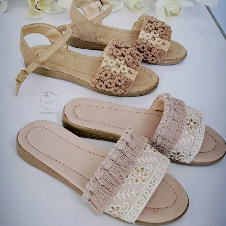 صندل مکرومه بیرونی و روفرشی دخترانه