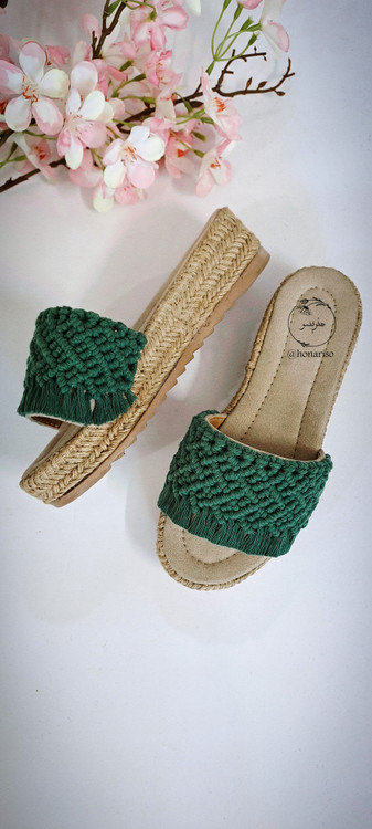 صندل مکرومه الماسی سبز