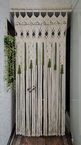 پرده مکرومه طرح منگوله دار