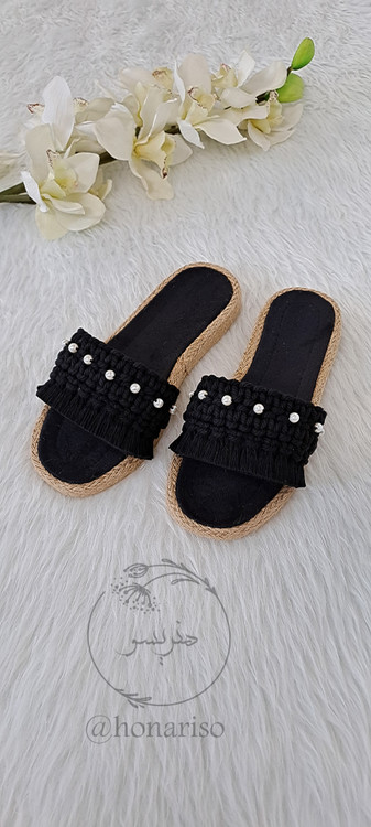 صندل مکرومه مروارید دوزی
