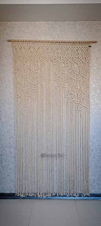 پرده مکرومه طرح برگ