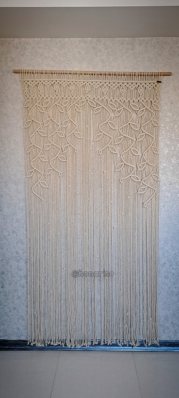 پرده مکرومه طرح برگ