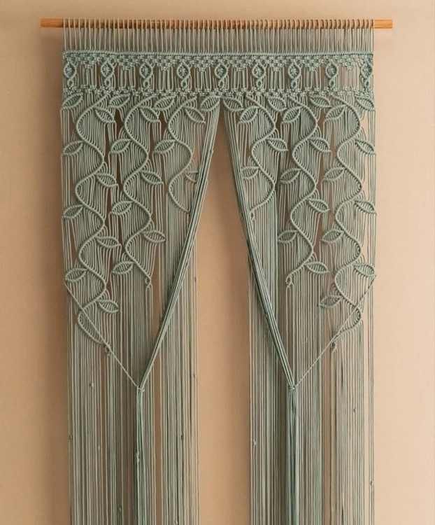 پرده دستبافت مکرومه